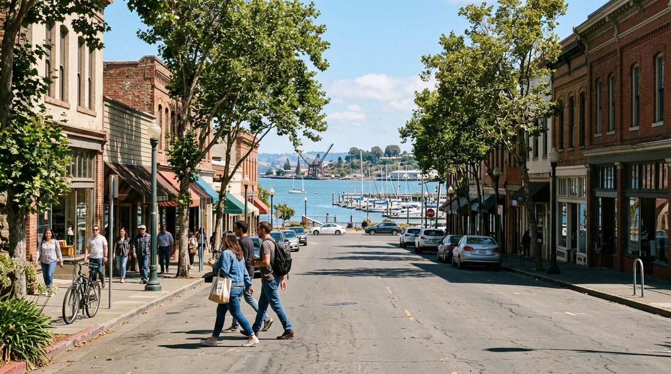 Downtown Vallejo streets connecting to the waterfront