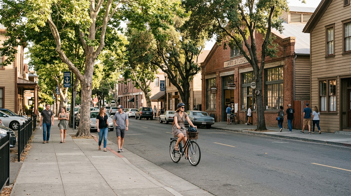 Historic Mare Island neighborhood streetscape in Vallejo