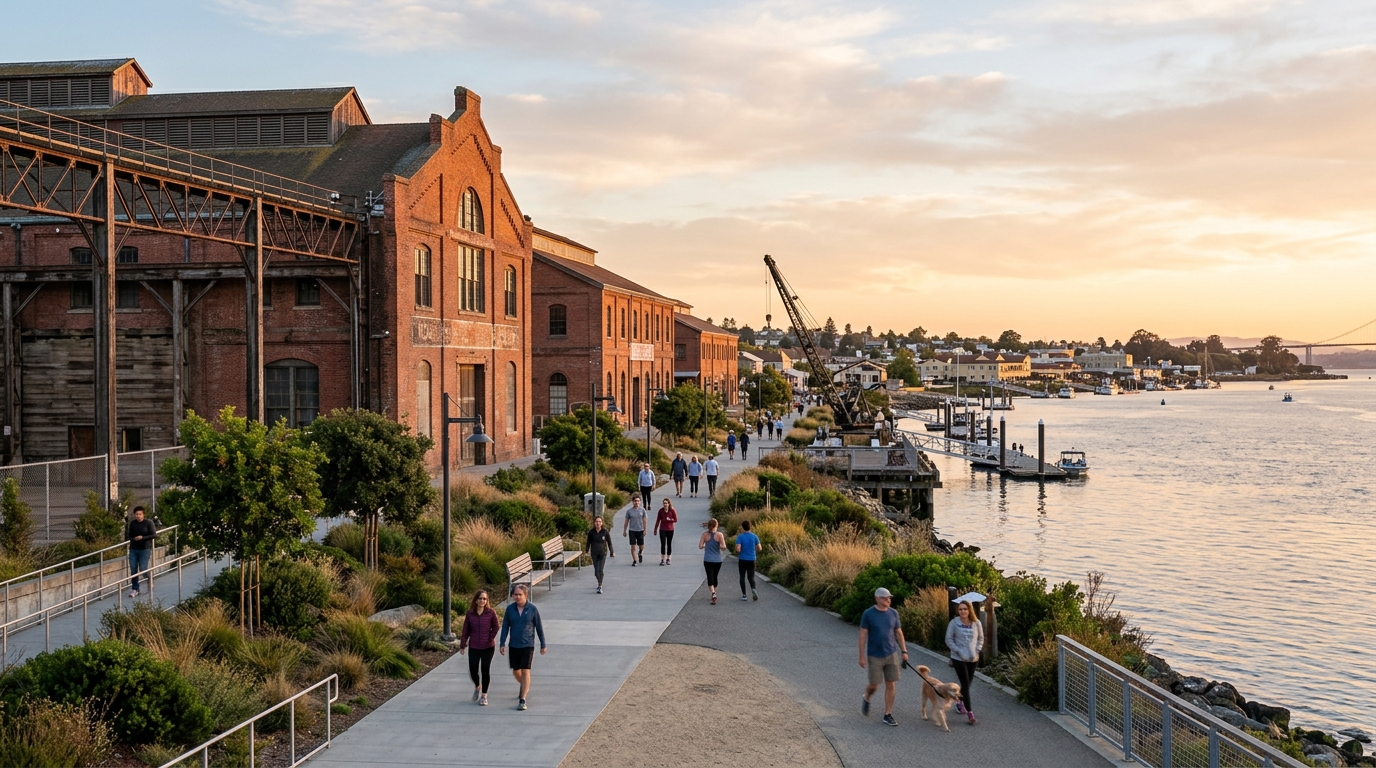 Historic buildings and open space on Mare Island in Vallejo