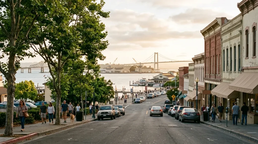 Historic downtown Vallejo streets leading toward the waterfront
