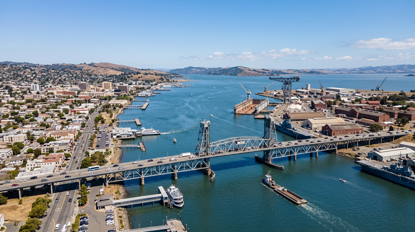 Mare Island Causeway Bridge connecting Vallejo and Mare Island