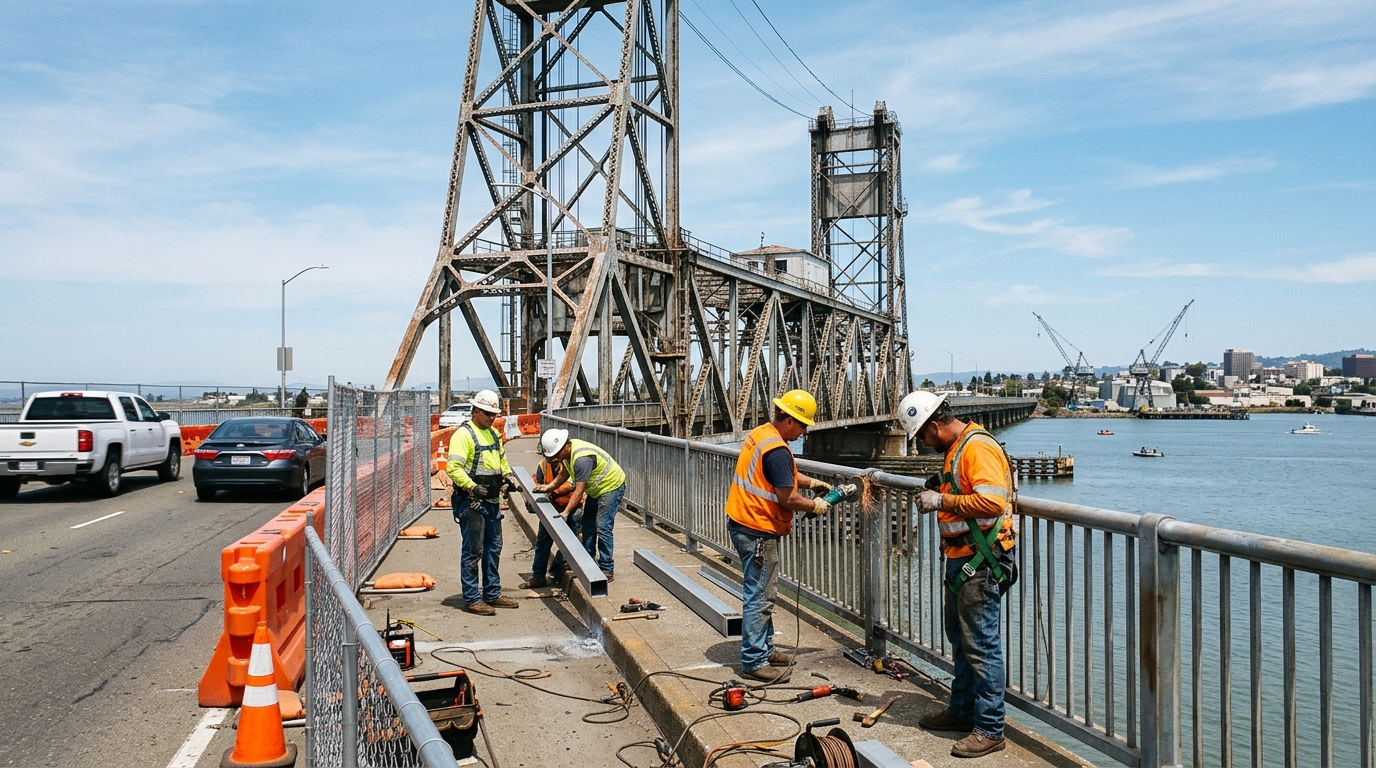 Mare Island Causeway Bridge maintenance construction in Vallejo